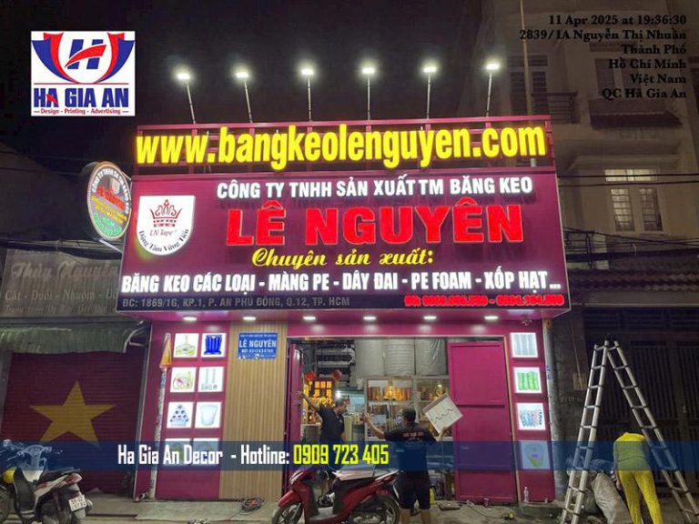 Lê Nguyên

Chúng tôi rất hài lòng với chất lượng bảng hiệu hộp đèn đã thi công. Thiết kế đẹp, ánh sáng đều, vật liệu chắc chắn. Nhân viên tư vấn nhiệt tình, hỗ trợ tận tâm từ đầu đến cuối.