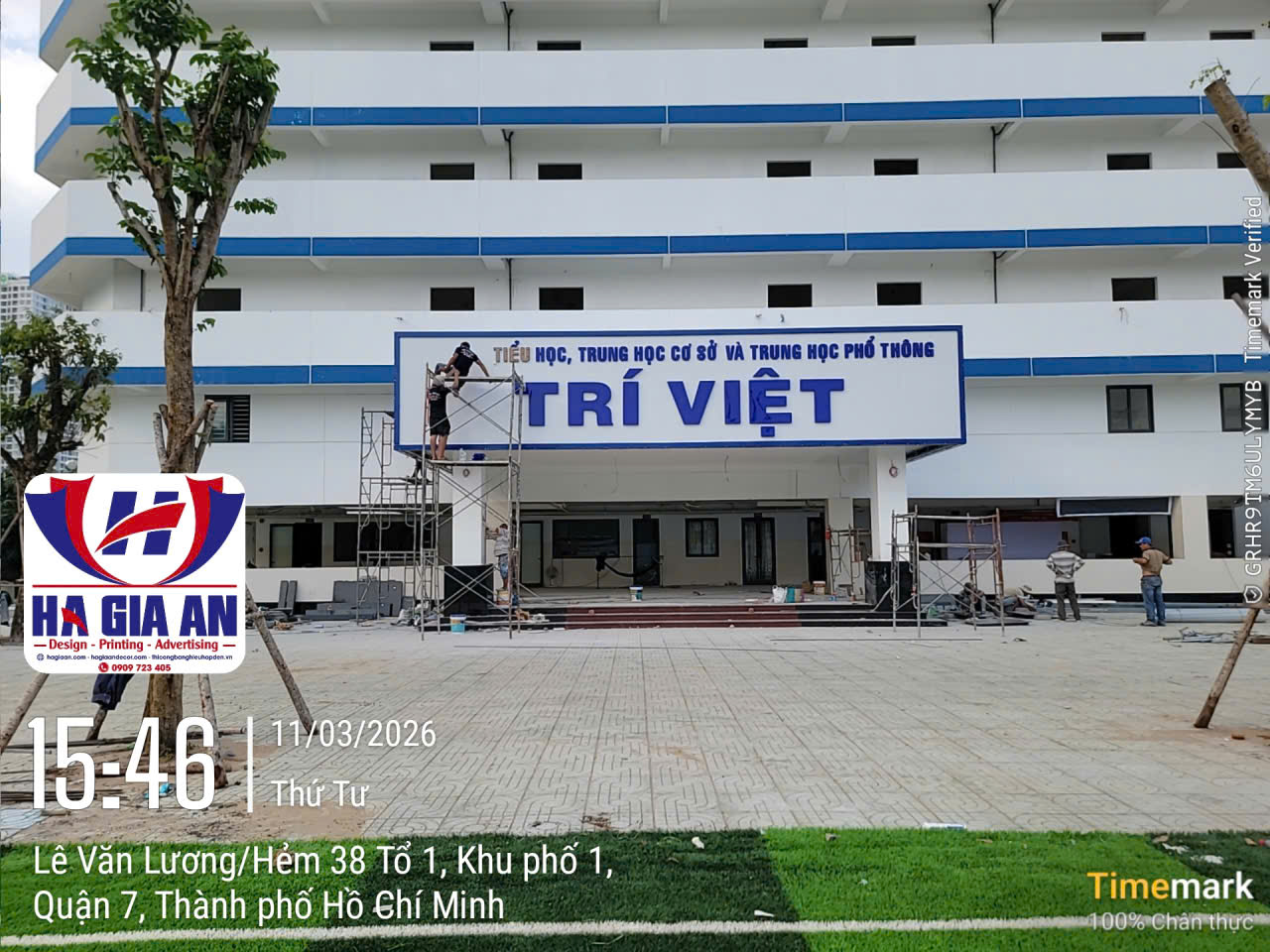 thi công bảng hiệu trường học